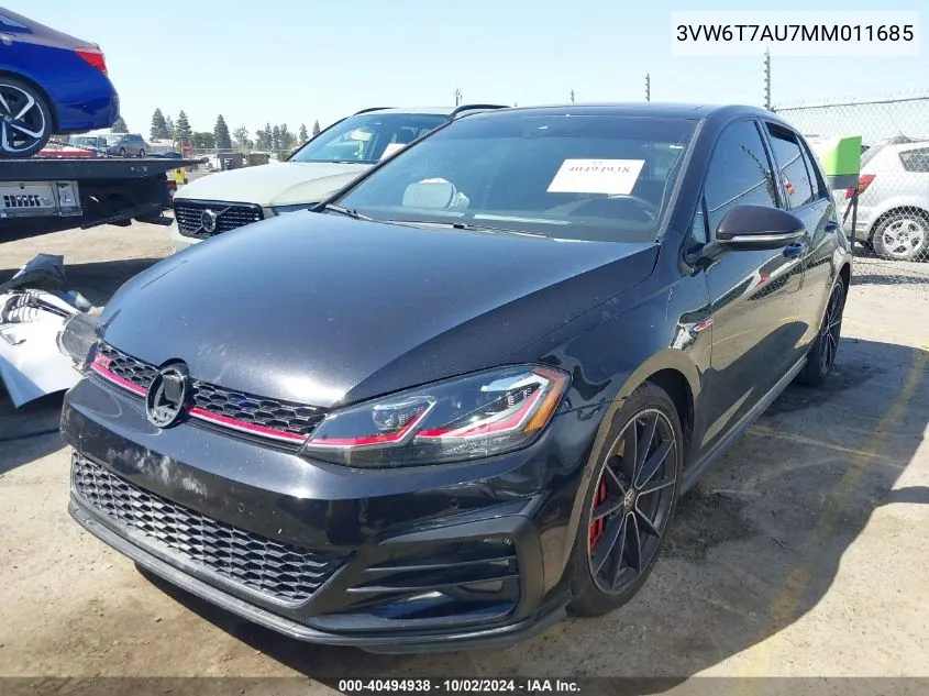 2021 Volkswagen Golf Gti 2.0T Autobahn/2.0T S/2.0T Se VIN: 3VW6T7AU7MM011685 Lot: 40494938