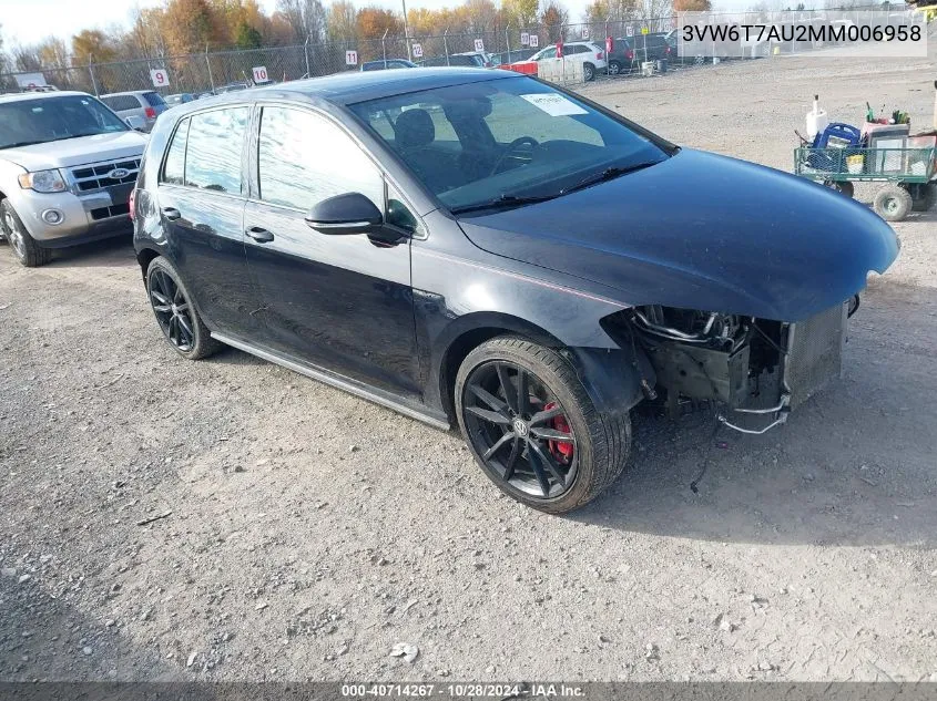 2021 Volkswagen Golf Gti 2.0T Autobahn/2.0T S/2.0T Se VIN: 3VW6T7AU2MM006958 Lot: 40714267