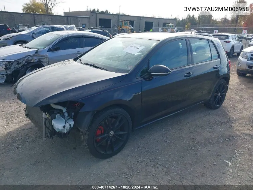 2021 Volkswagen Golf Gti 2.0T Autobahn/2.0T S/2.0T Se VIN: 3VW6T7AU2MM006958 Lot: 40714267