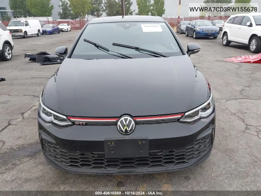 2024 Volkswagen Golf Gti 2.0T Se VIN: WVWRA7CD3RW155678 Lot: 40618869