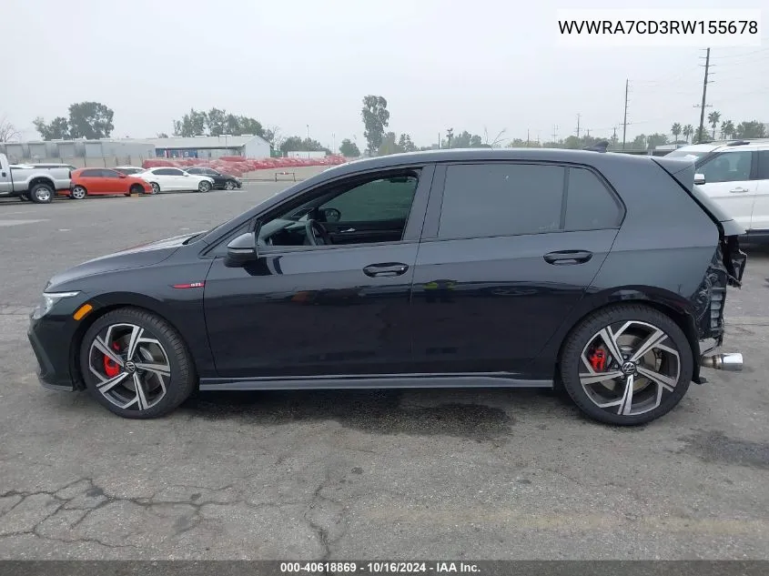 2024 Volkswagen Golf Gti 2.0T Se VIN: WVWRA7CD3RW155678 Lot: 40618869