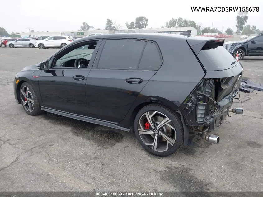 2024 Volkswagen Golf Gti 2.0T Se VIN: WVWRA7CD3RW155678 Lot: 40618869