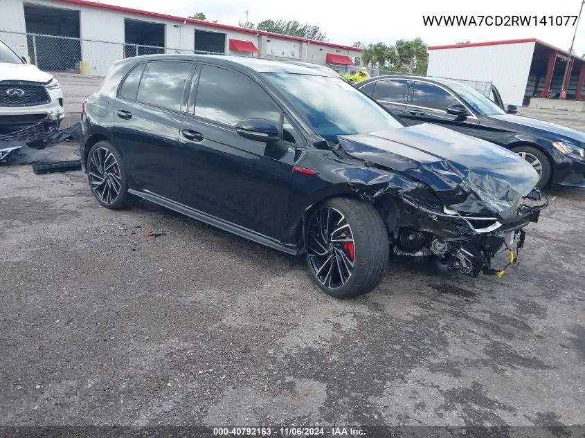 2024 Volkswagen Golf Gti 2.0T 380 Autobahn VIN: WVWWA7CD2RW141077 Lot: 40792163