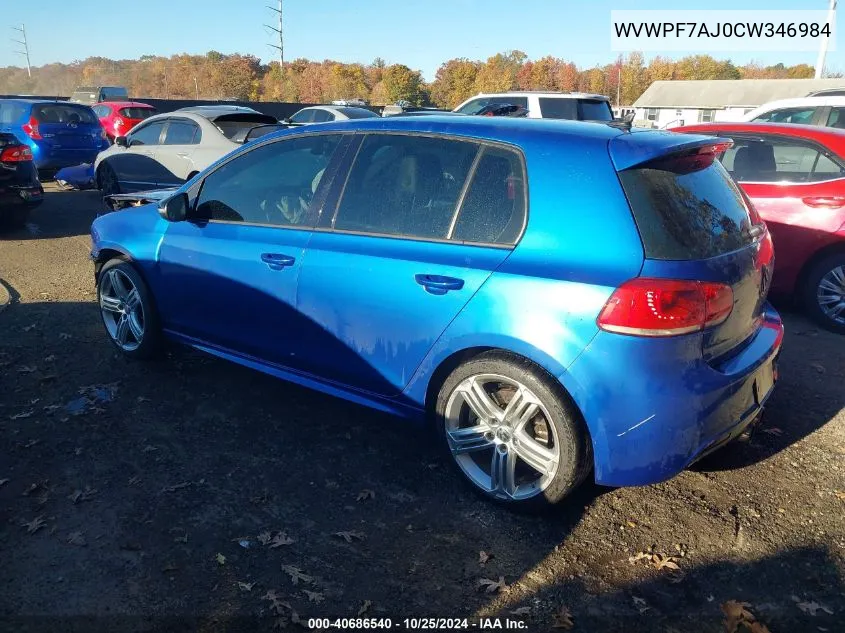 WVWPF7AJ0CW346984 2012 Volkswagen Golf R 4-Door