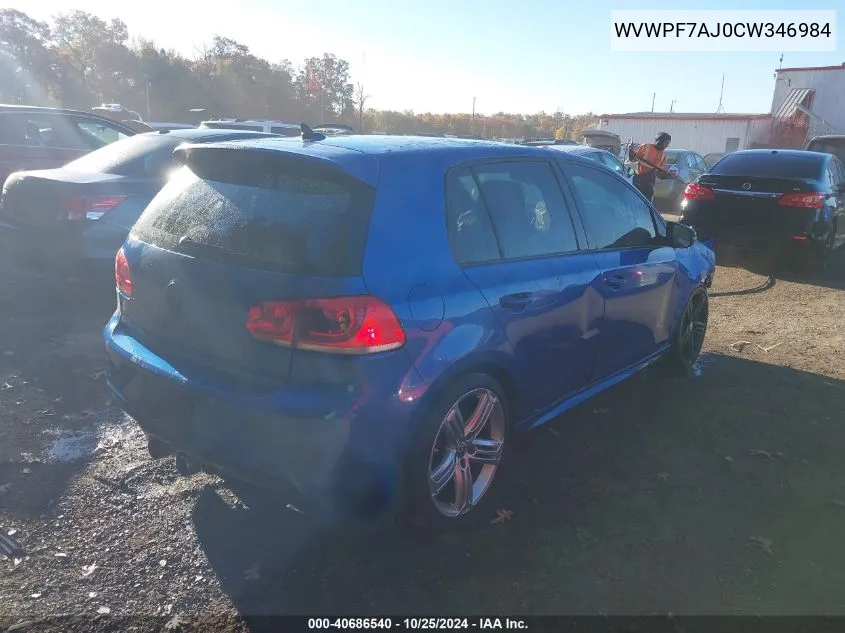 WVWPF7AJ0CW346984 2012 Volkswagen Golf R 4-Door