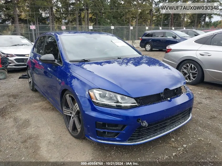 2016 Volkswagen Golf R 4-Door VIN: WVWUF7AUXGW030348 Lot: 40584765