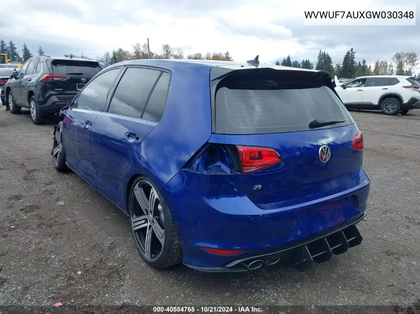 WVWUF7AUXGW030348 2016 Volkswagen Golf R 4-Door