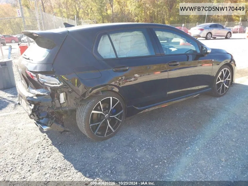 2022 Volkswagen Golf R 2.0T VIN: WVWFB7CD5NW170449 Lot: 40626225