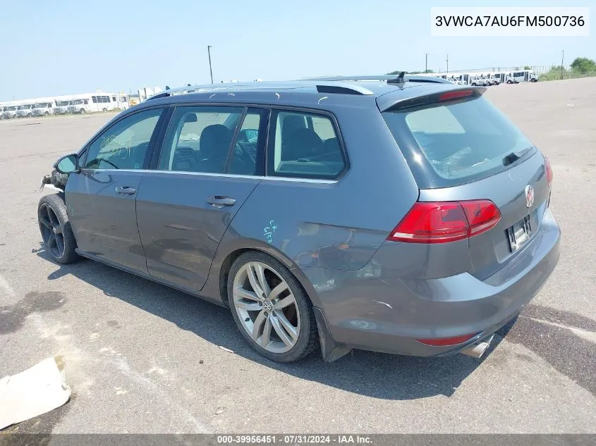 2015 Volkswagen Golf Sportwagen Tdi Sel 4-Door VIN: 3VWCA7AU6FM500736 Lot: 39956451