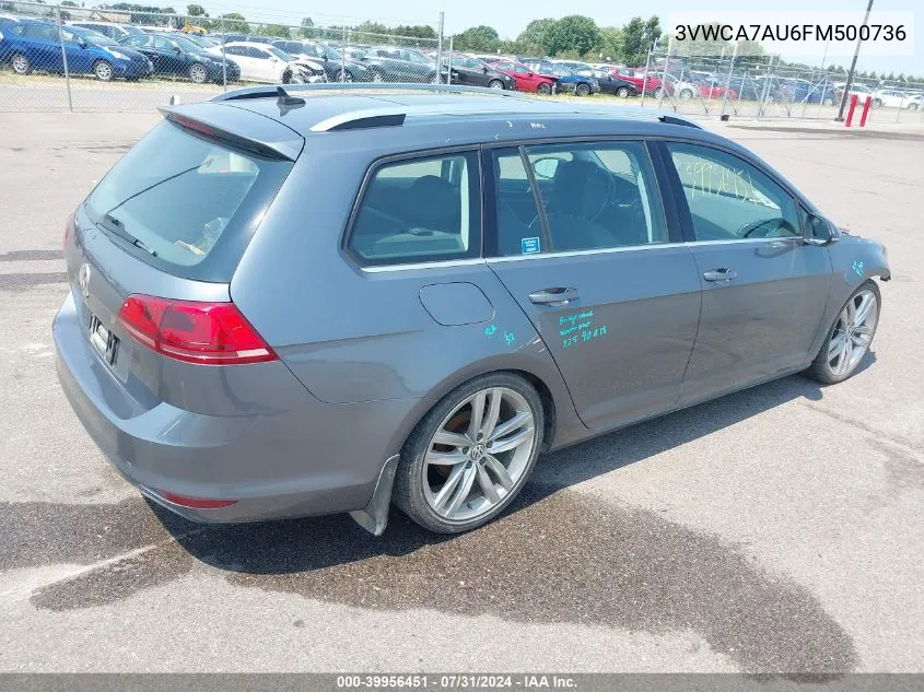 2015 Volkswagen Golf Sportwagen Tdi Sel 4-Door VIN: 3VWCA7AU6FM500736 Lot: 39956451