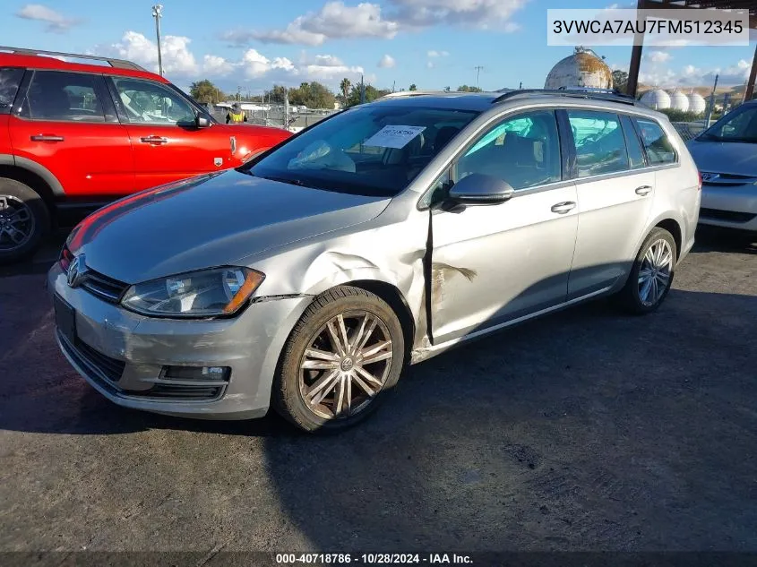 2015 Volkswagen Golf Sportwagen Tdi Se 4-Door VIN: 3VWCA7AU7FM512345 Lot: 40718786