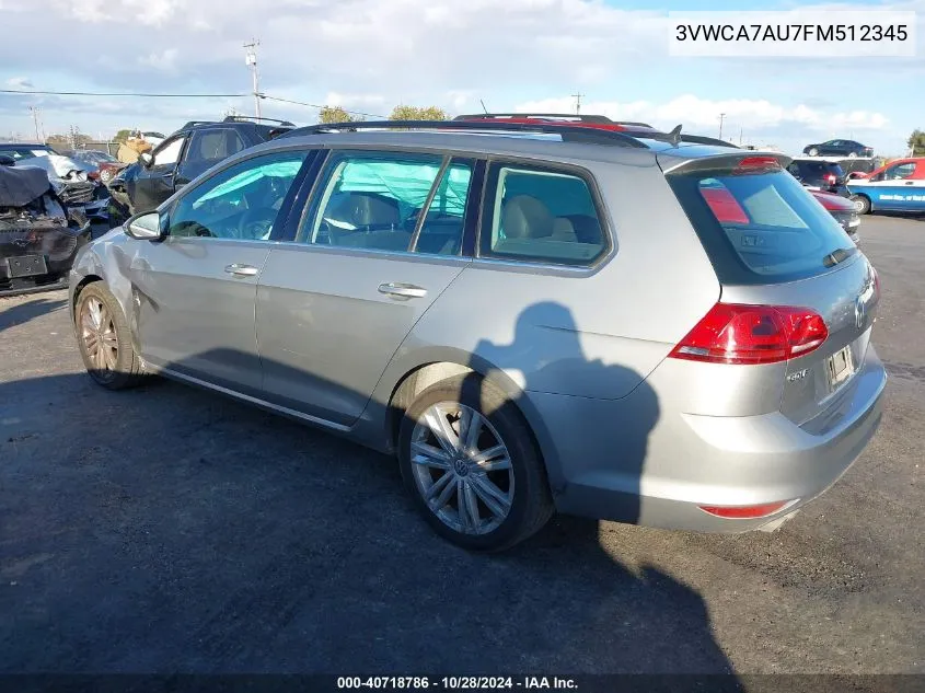 2015 Volkswagen Golf Sportwagen Tdi Se 4-Door VIN: 3VWCA7AU7FM512345 Lot: 40718786