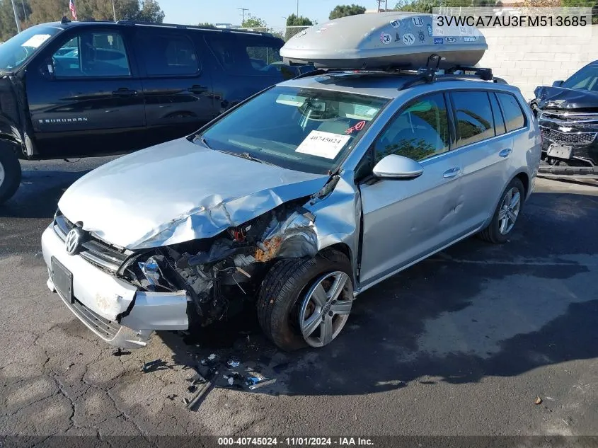 2015 Volkswagen Golf Sportwagen Tdi S 4-Door VIN: 3VWCA7AU3FM513685 Lot: 40745024