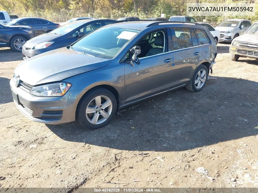 2015 Volkswagen Golf Sportwagen Tdi S 4-Door VIN: 3VWCA7AU1FM505942 Lot: 40762029