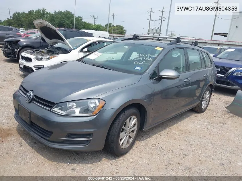 2016 Volkswagen Golf Sportwagen Tsi S 4-Door VIN: 3VWC17AU8GM504353 Lot: 39461242