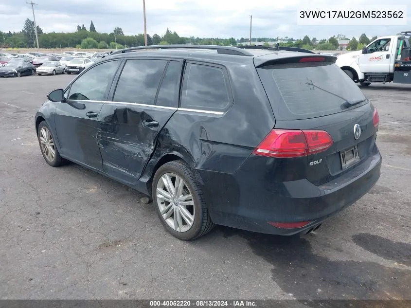 2016 Volkswagen Golf Sportwagen Tsi Limited Edition VIN: 3VWC17AU2GM523562 Lot: 40052220