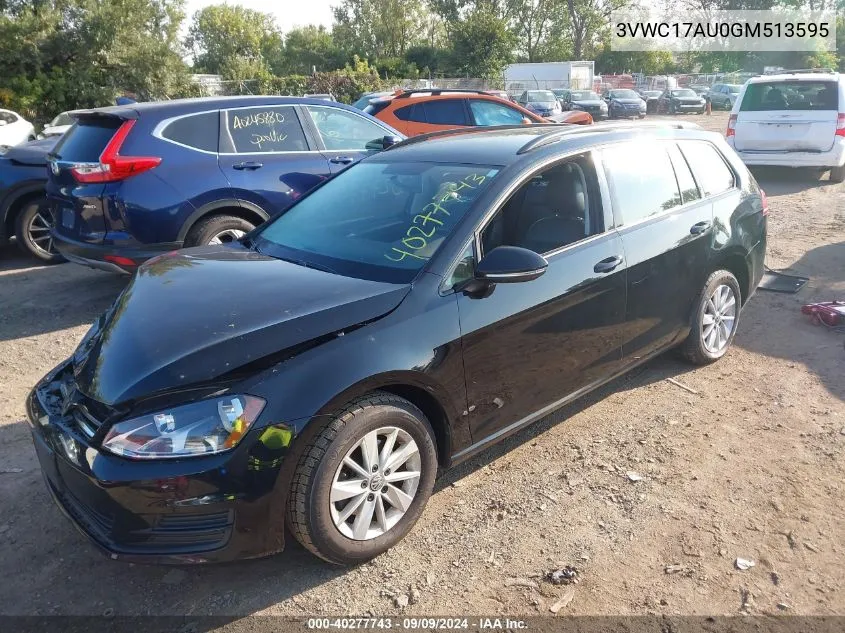 3VWC17AU0GM513595 2016 Volkswagen Golf Sportwagen Tsi S 4-Door