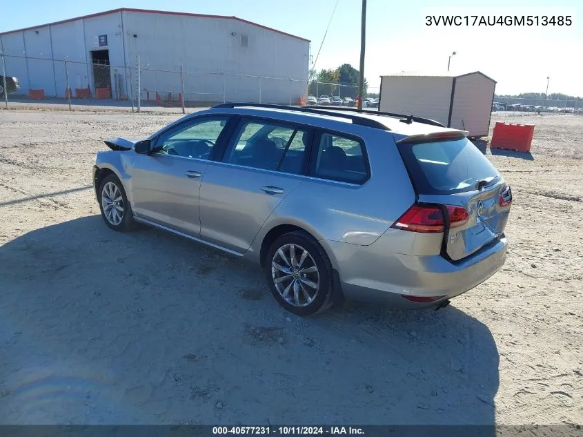 3VWC17AU4GM513485 2016 Volkswagen Golf Sportwagen Tsi Se 4-Door