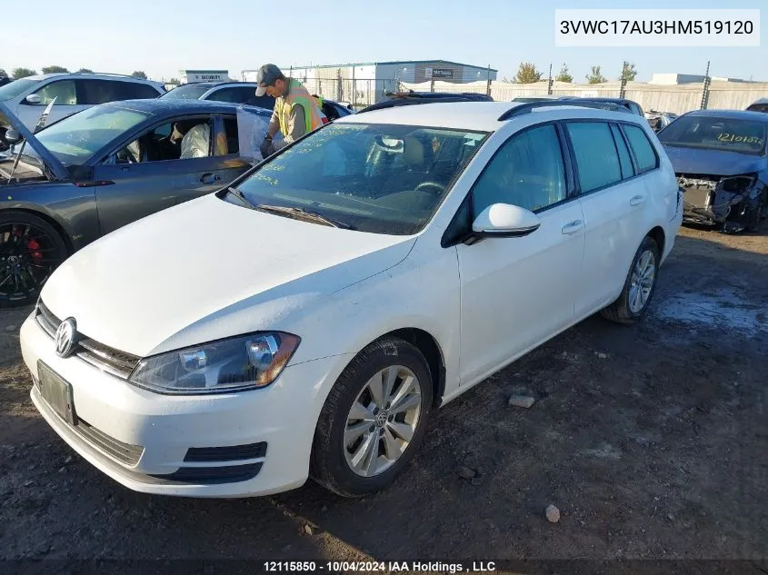 3VWC17AU3HM519120 2017 Volkswagen Golf Sportwagen