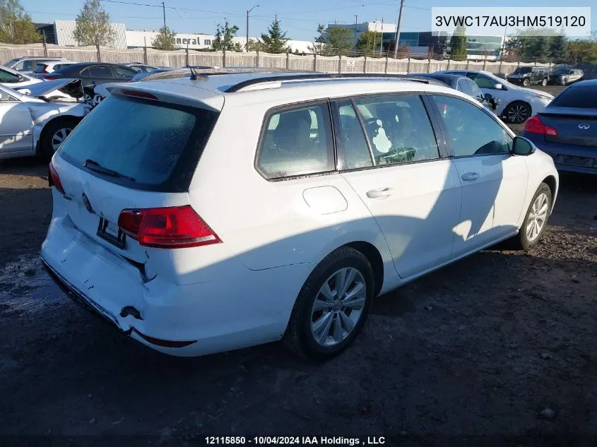 3VWC17AU3HM519120 2017 Volkswagen Golf Sportwagen