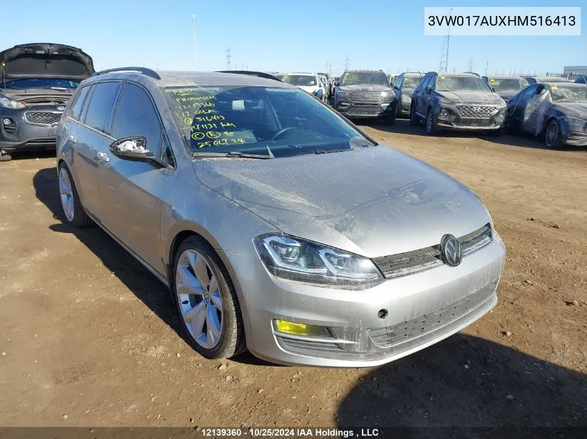 2017 Volkswagen Golf Sportwagen VIN: 3VW017AUXHM516413 Lot: 12139360