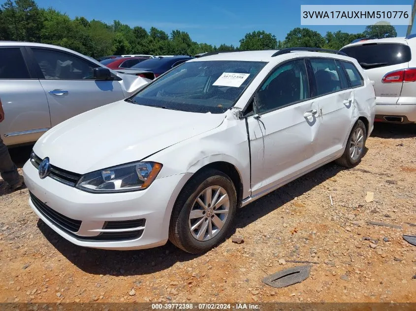 3VWA17AUXHM510776 2017 Volkswagen Golf Sportwagen Tsi S