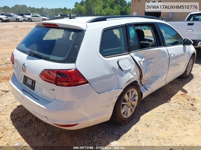 2017 Volkswagen Golf Sportwagen Tsi S VIN: 3VWA17AUXHM510776 Lot: 39772398