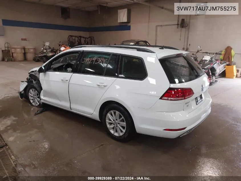 3VW717AU7JM755275 2018 Volkswagen Golf Sportwagen Tsi S