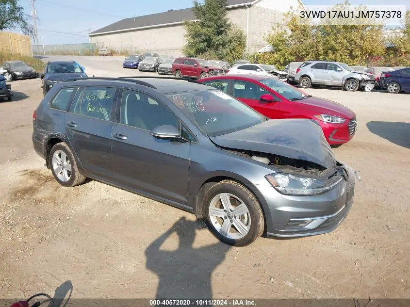 2018 Volkswagen Golf Sportwagen Tsi S/Tsi Se VIN: 3VWD17AU1JM757378 Lot: 40572020