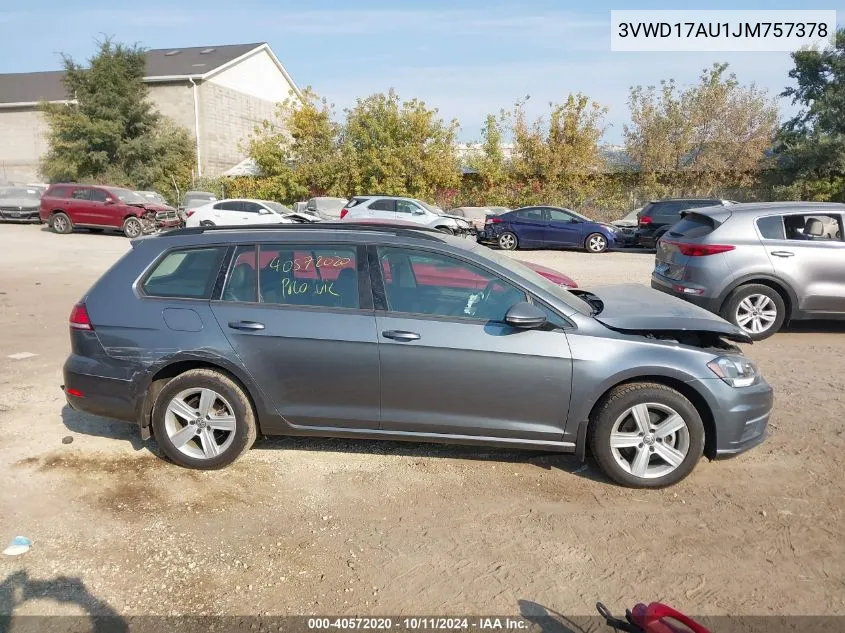 2018 Volkswagen Golf Sportwagen Tsi S/Tsi Se VIN: 3VWD17AU1JM757378 Lot: 40572020