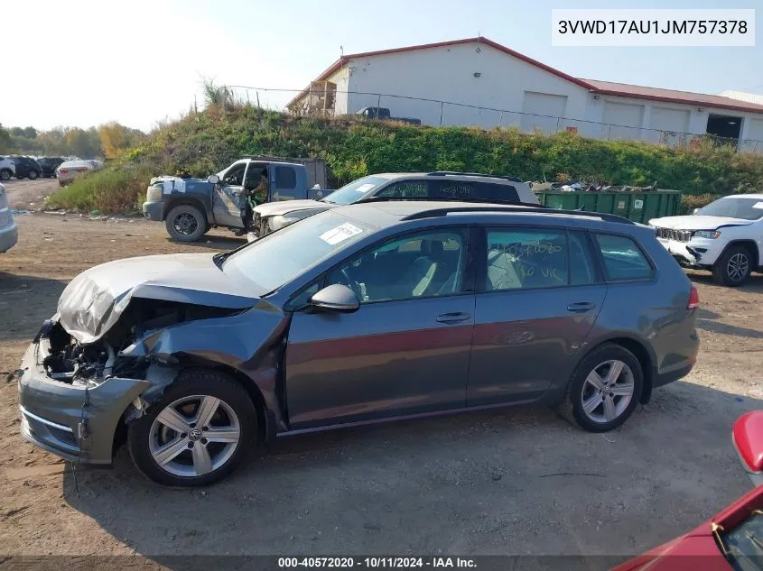 2018 Volkswagen Golf Sportwagen Tsi S/Tsi Se VIN: 3VWD17AU1JM757378 Lot: 40572020