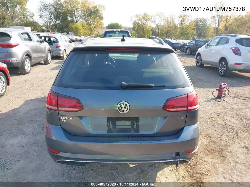 2018 Volkswagen Golf Sportwagen Tsi S/Tsi Se VIN: 3VWD17AU1JM757378 Lot: 40572020