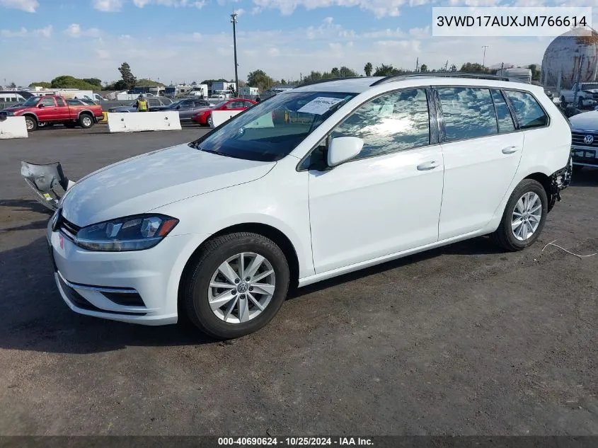 2018 Volkswagen Golf Sportwagen Tsi S/Tsi Se VIN: 3VWD17AUXJM766614 Lot: 40690624