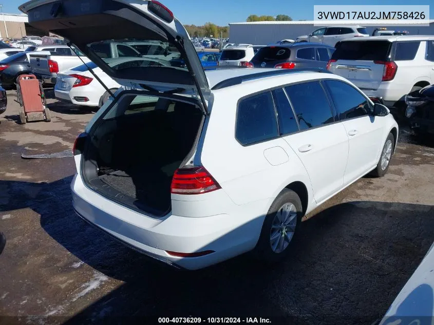 2018 Volkswagen Golf Sportwagen Tsi S/Tsi Se VIN: 3VWD17AU2JM758426 Lot: 40736209