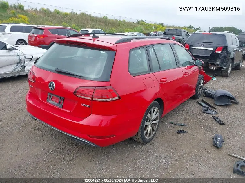 3VW117AU3KM509816 2019 Volkswagen Golf Sportwagen S