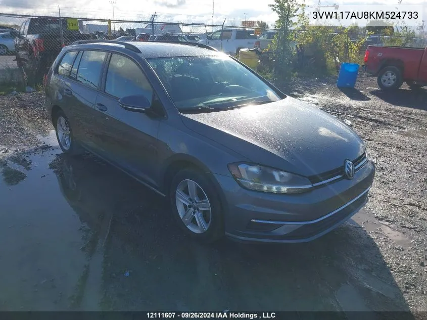 3VW117AU8KM524733 2019 Volkswagen Golf Sportwagen S