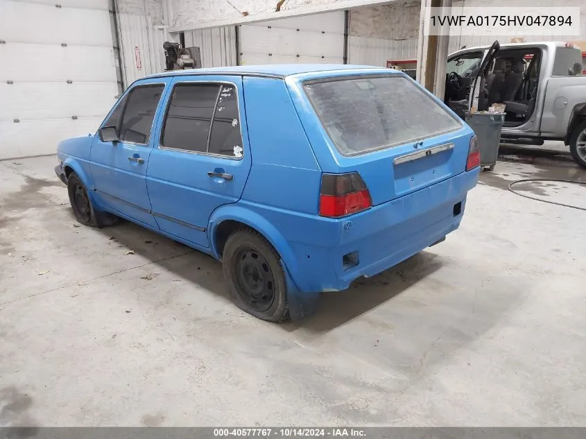 1987 Volkswagen Golf Gl VIN: 1VWFA0175HV047894 Lot: 40577767