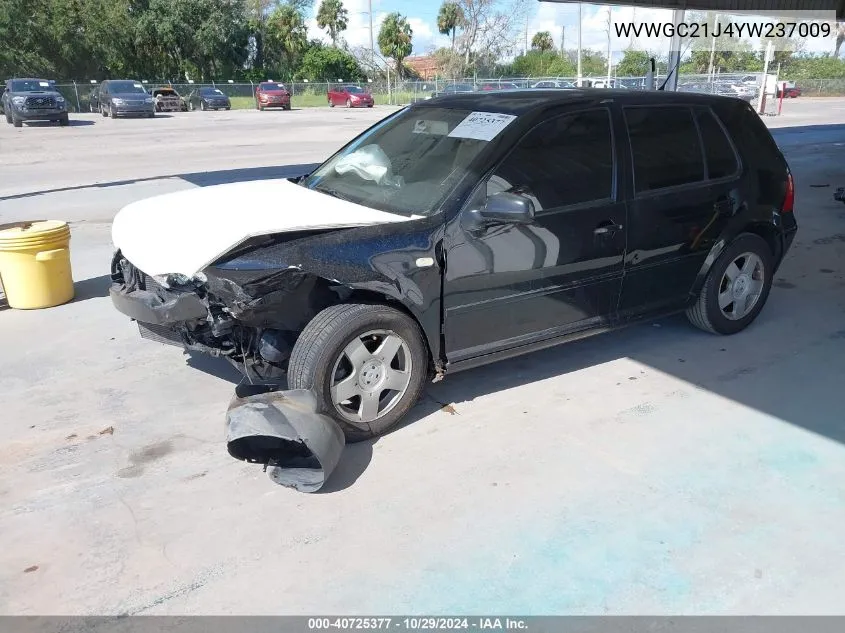 2000 Volkswagen Golf Gls VIN: WVWGC21J4YW237009 Lot: 40725377