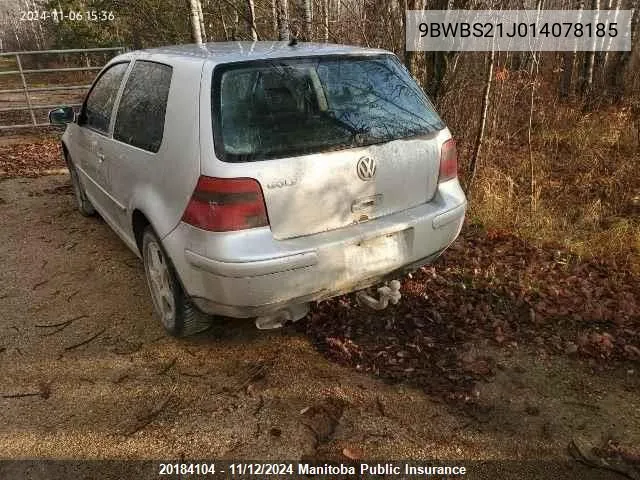 2001 Volkswagen Golf Gl VIN: 9BWBS21J014078185 Lot: 20184104