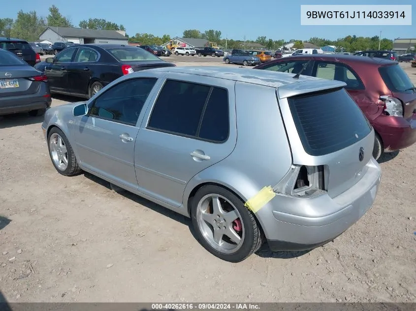 2001 Volkswagen Golf Gls VIN: 9BWGT61J114033914 Lot: 40262616