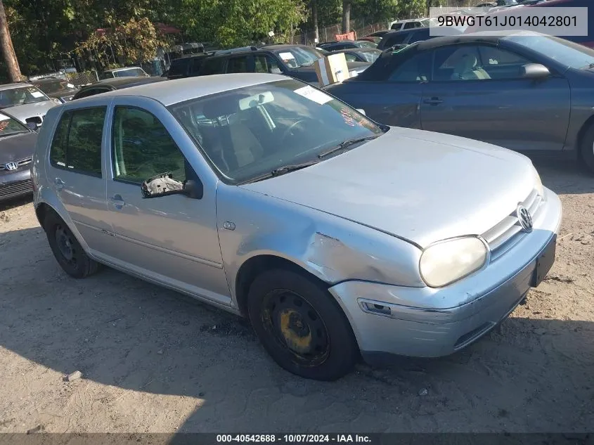 2001 Volkswagen Golf Gls VIN: 9BWGT61J014042801 Lot: 40542688