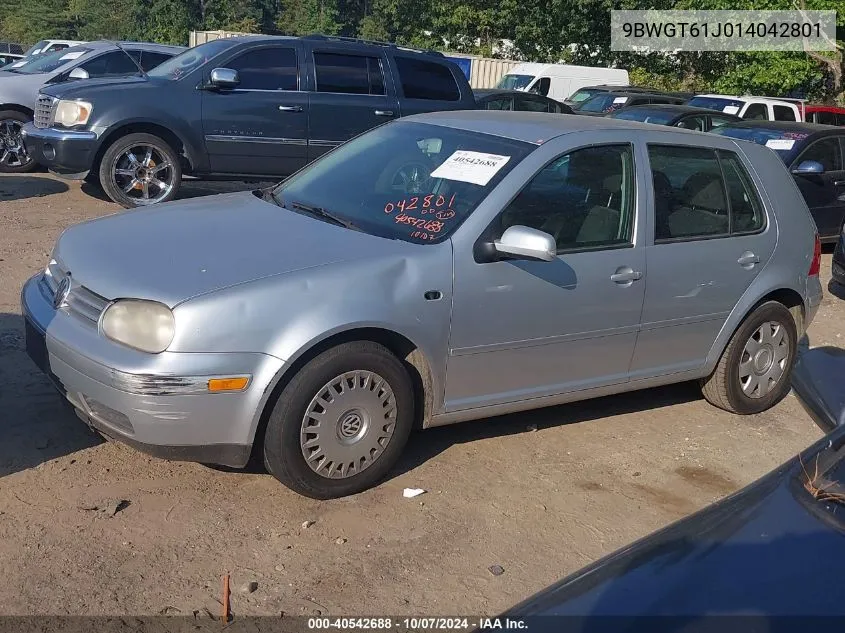 2001 Volkswagen Golf Gls VIN: 9BWGT61J014042801 Lot: 40542688