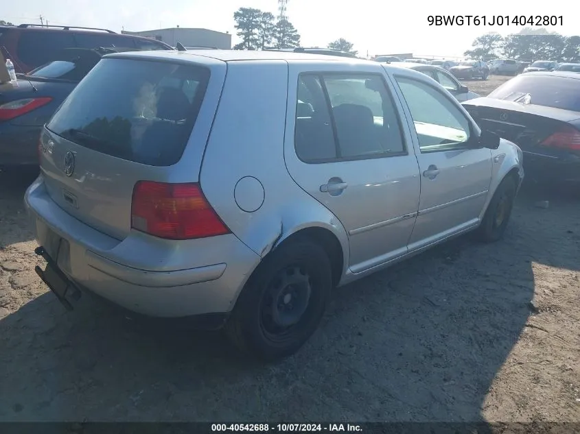 2001 Volkswagen Golf Gls VIN: 9BWGT61J014042801 Lot: 40542688