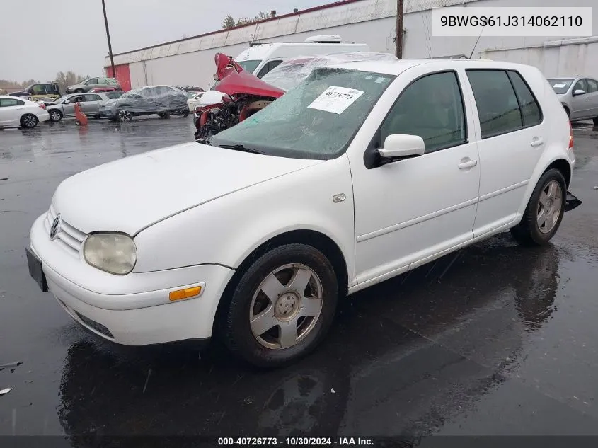 2001 Volkswagen Golf Gls VIN: 9BWGS61J314062110 Lot: 40726773