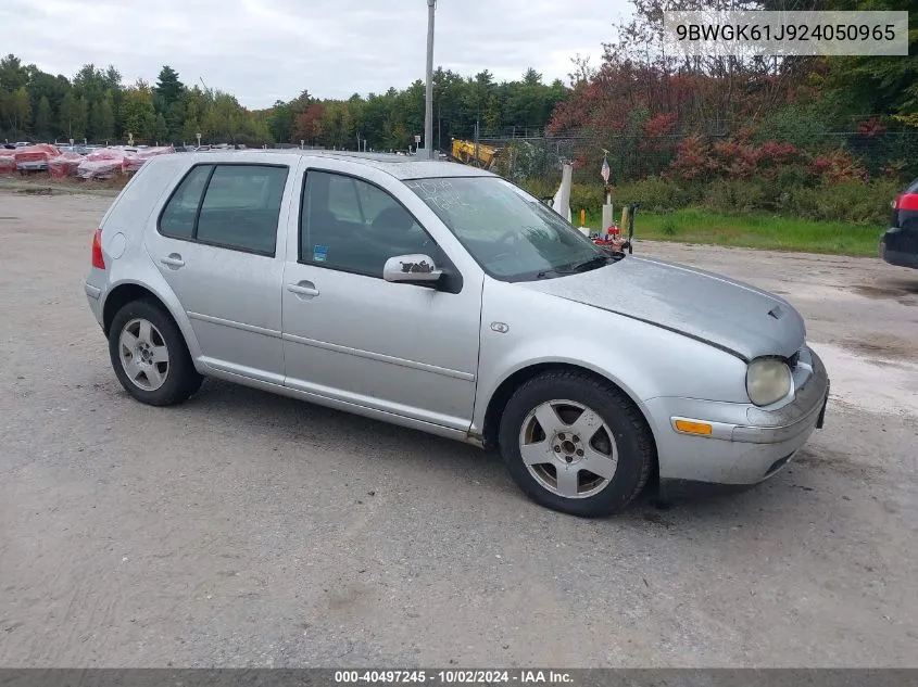 2002 Volkswagen Golf Gls 2.0L VIN: 9BWGK61J924050965 Lot: 40497245