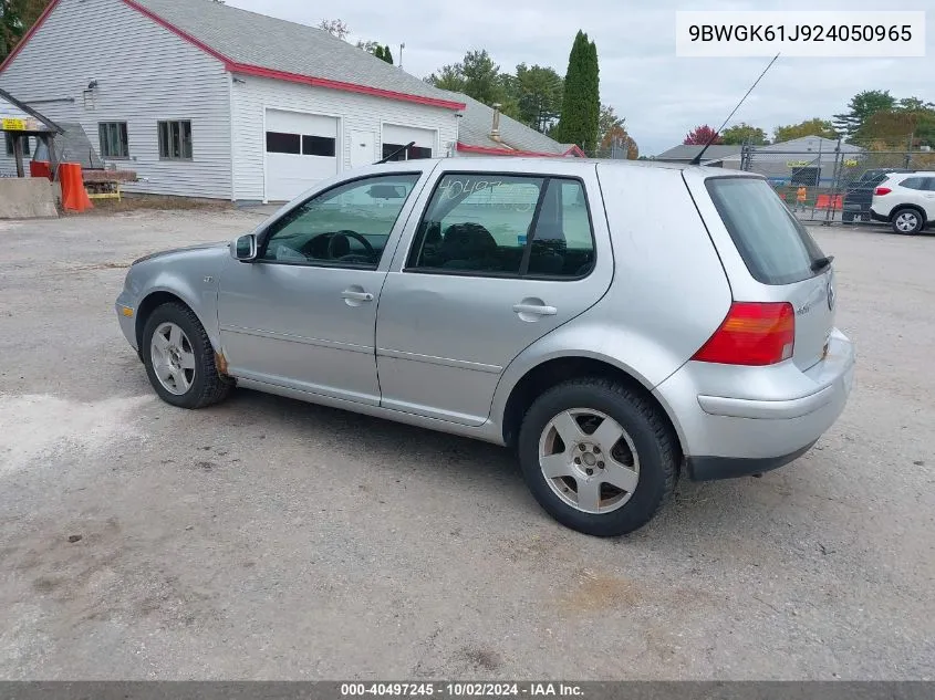 2002 Volkswagen Golf Gls 2.0L VIN: 9BWGK61J924050965 Lot: 40497245