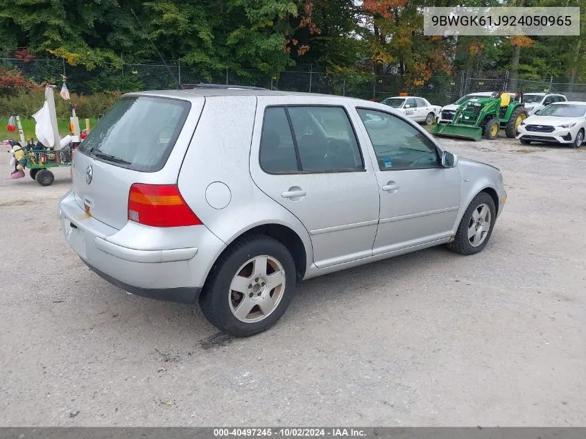 2002 Volkswagen Golf Gls 2.0L VIN: 9BWGK61J924050965 Lot: 40497245