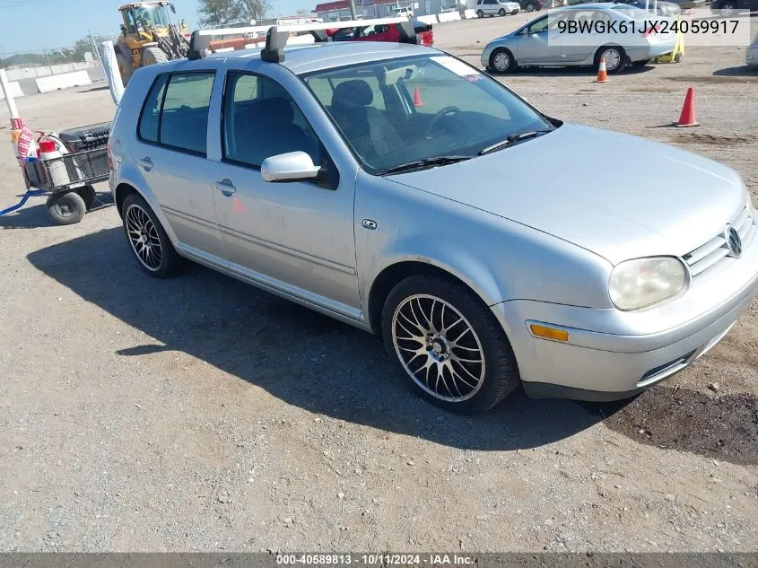 2002 Volkswagen Golf Gls 2.0L VIN: 9BWGK61JX24059917 Lot: 40589813