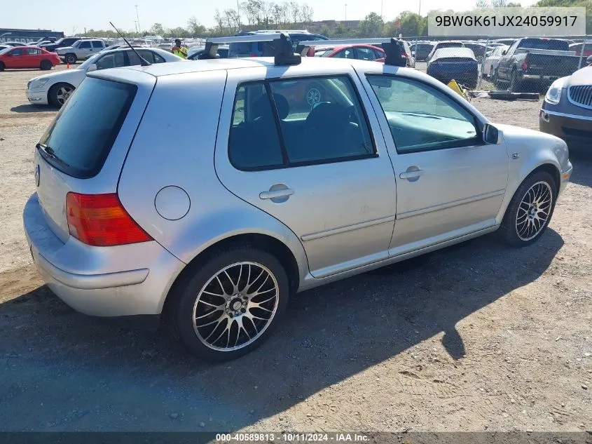 2002 Volkswagen Golf Gls 2.0L VIN: 9BWGK61JX24059917 Lot: 40589813