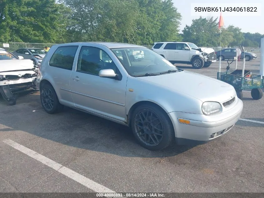 2003 Volkswagen Golf Gl/Gl 2.0L VIN: 9BWBK61J434061822 Lot: 40080893